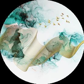 绿色纹理抽象鸟群玄关