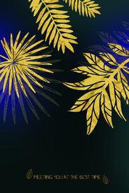 金色热带树叶玄关