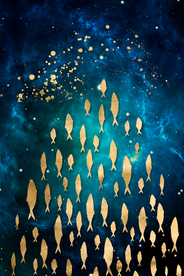 金色鱼群梦幻晶瓷画