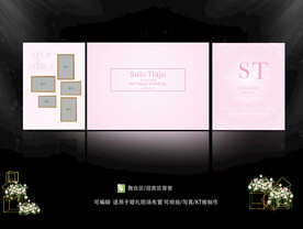 粉色欧式婚礼  婚礼照片墙