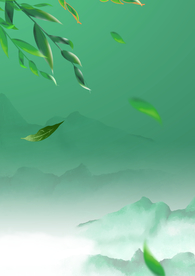 清明节插画绿色山水背景