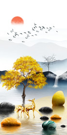 玄关画 财源滚滚