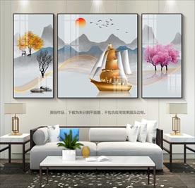 轻奢意境山水装饰画一帆风顺挂画