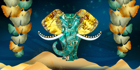 轻奢吉象银杏叶新中式晶瓷装饰画