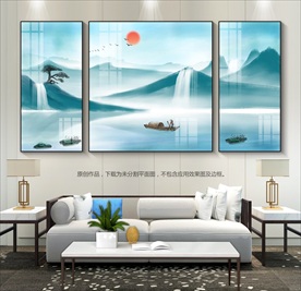 客厅山水画装饰画挂画晶瓷画
