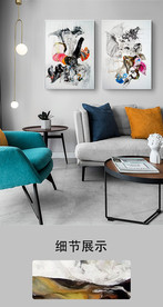 欧式抽象油画两联装饰画