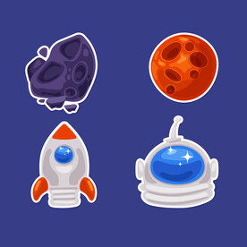 卡通航天宇航员宇宙手绘插画