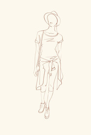 简笔手绘速写模特人物