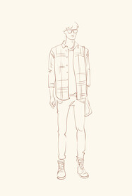 简笔手绘速写模特人物