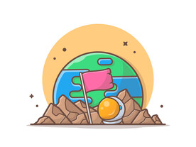 卡通航天宇航员宇宙手绘插画