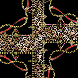 奢侈大牌风豹纹链条