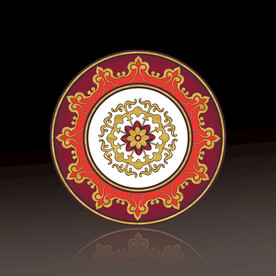 红色描金欧式古典花纹图案