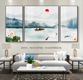 新中式意境山水客厅装饰画无框画