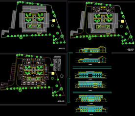 四合院式住宅建筑平立面CAD图