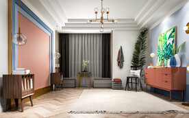 北欧简约卧室背景墙次卧场景空景