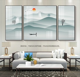 禅意山水画水墨山水画客厅装饰画