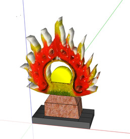 太阳型状灰雕塑