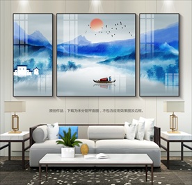 意境山水画客厅挂画晶钻画装饰画