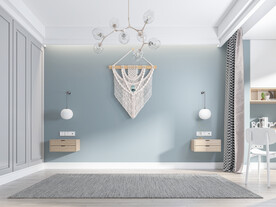 北欧风格卧室背景墙次卧场景空景