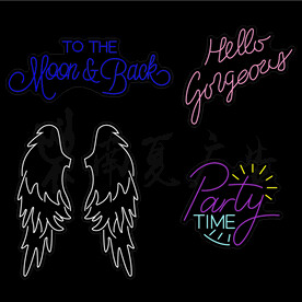 霓虹灯INS风复古翅膀活动背景