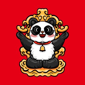 手绘卡通国潮熊猫插画设计