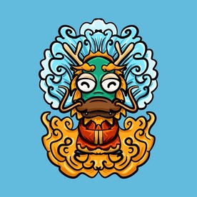 手绘国潮卡通龙插画设计