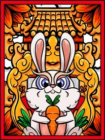 手绘中秋节玉兔插画海报