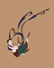 敦煌壁画329窟初唐吹笙飞天