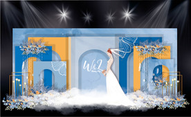 蓝橙色婚礼效果图