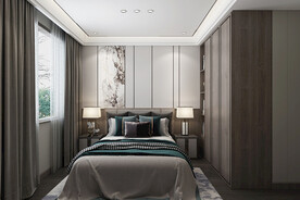 新中式卧室集成墙面模型效果图