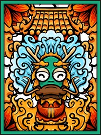 国潮龙王插画