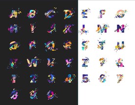 彩色拼块 艺术字母 矢量AI 