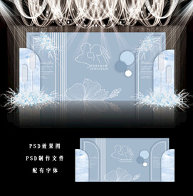 蓝色婚礼背景图片