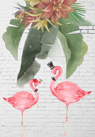 火烈鸟装饰画北欧植物装饰画