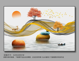 石来运转麋鹿立体背景墙