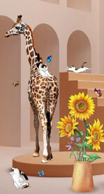 现代立体空间长颈鹿玄关装饰画