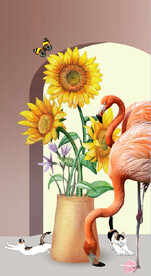 北欧风3D拱门火烈鸟玄关装饰画