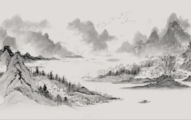 新中式水墨山水风景国画背景墙