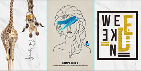 现代北欧风抽象长颈鹿美女装饰画