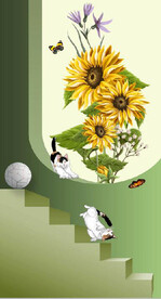 北欧风3D拱门向日葵玄关装饰画