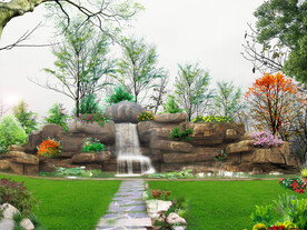 公园人造假山假石雕塑效果图