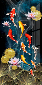 现代抽象年年有余荷花玄关