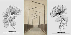 北欧风透明花卉走廊装饰无框画