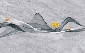 新中式大理石电视背景墙