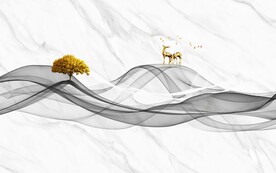 新中式大理石电视背景墙