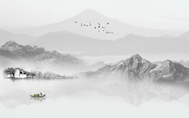 新中式山水电视背景墙