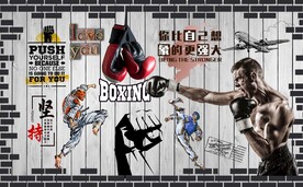 健身体育拳击运动背景墙