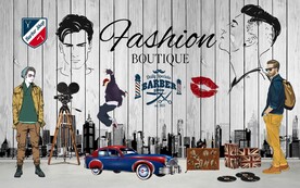 美发店复古工装背景墙