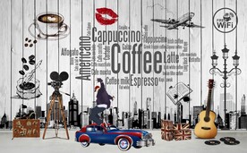 复古餐饮咖啡工装背景墙