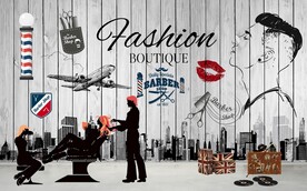 复古时尚潮流美发美容背景墙